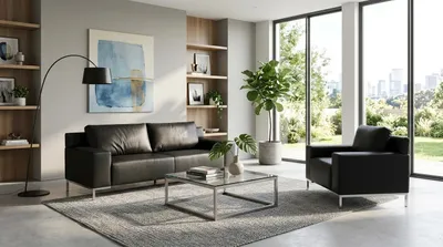Zdjęcie produktu dla Trójmiejscowa sofa, fotel, sztuczna skóra, nowoczesny, elegancki, stylowy, do salonu