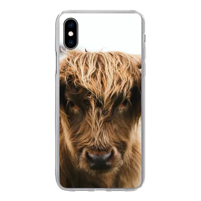 Produktbild von MuchoWow® Handyhülle Schutzhülle Hülle für iPhone Xs Schottischer Highlander - Kuh - Gras - Tiere - Natur Silikon Softcase Handy Hülle - Handytasche