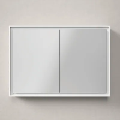 Image de Duravit L-Cube armoire de toilette avec éclairage LED, 2 portes, prise E, 1000x155x700mm, blanc, LC7552018181000