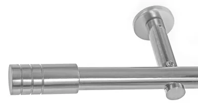 Produktbild von BASIT® Gardinenstange Set Edelstahl Look Metall Ø 19mm zur Wandbefestigung 1-lauf Zylinder, Länge wählbar H19E60