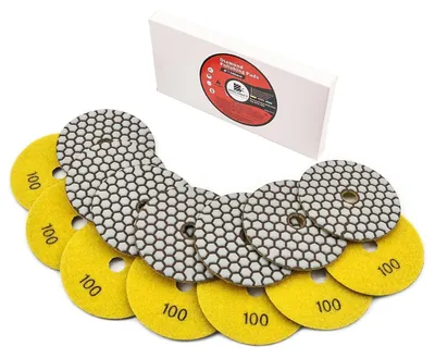 Produktbild von Diamant Polierscheiben Set 7 Stück 100mm Körnung #100 für Granit Marmor Kunststein