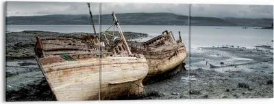 Produktbild von Bild auf Leinwand - Leinwandbild - Boot Wrack Ufer - 150x50cm - Wand Bild - Wanddeko - Wandbilder - Leinwanddruck - Bilder - Kunstdruck - Wanddekoration - Leinwand bilder - Wandkunst - CA150x50-3810