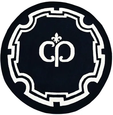 Produktbild von Casa Padrino Luxus Barock Teppich Schwarz / Weiß Ø 150 cm - Barock Interior