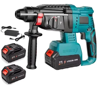 Image de Marteau perforateur, sans fil, perceuse multifonction, avec 2 batteries