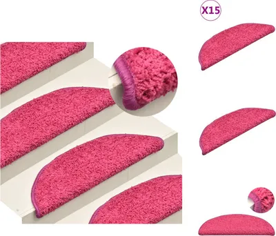 Produktbild von vidaXL Treppenmatten 15 Stk. Rosa 56x17x3 cm -  Stufenteppiche