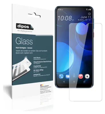 Zdjęcie produktu dla 2 folie ochronne do telefonu HTC Desire 19 Plus - folie antywstrząsowa 9H, wykonana z tworzywa sztucznego przypominającego szkło (1x przód + 1x tył)