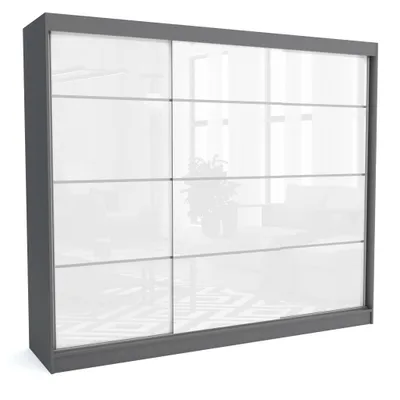 Produktbild von Kleiderschrank JULY ANTRACITE 250 cm – Schiebetüren, Kleiderstange & Regalböden – Moderner Schrank für Schlafzimmer & Gästezimmer