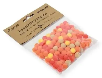 Produktbild von Dekorationen: Pompons, 1 cm, orangefarbene Mischung, 120 Stück – Penword