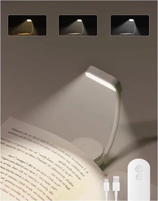 Zdjęcie produktu dla Lampa do czytania książek - lampka nocna - do czytania w łóżku - 3 tryby światła, możliwość regulacji jasności - ładowalna - biała