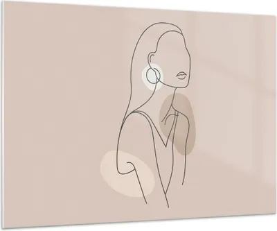Produktbild von Bilder auf glas - Einteilig - Stück Linie Frau - 100x70cm - Glasbilder - Wandbilder - Bilder - zum Aufhängen bereit - Wanddekoration aus Glas - Glas Bilder - Wandbild auf Glas - GAA100x70-4766