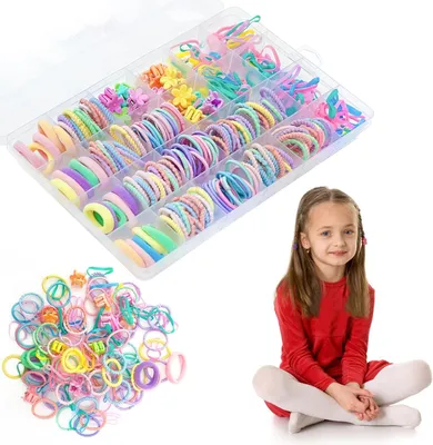 Produktbild von 300 Stück bunte Haargummis für Mädchen, kleine nahtlose Haarbänder in mehreren Farben, weiche elastische Zopfgummis für Mädchen und Frauen