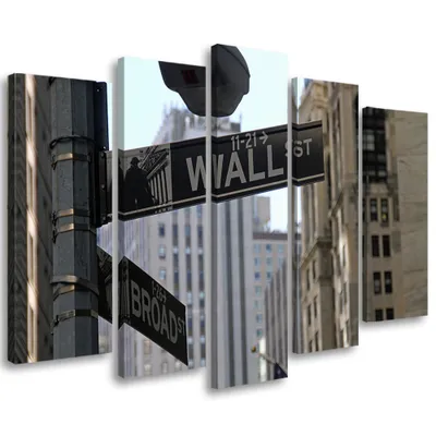 Obrázek produktu pro 5dílná nástěnná malba new yorker wall street usa 100x70 cm Feeby béžová nástěnná malba připravená k zavěšení