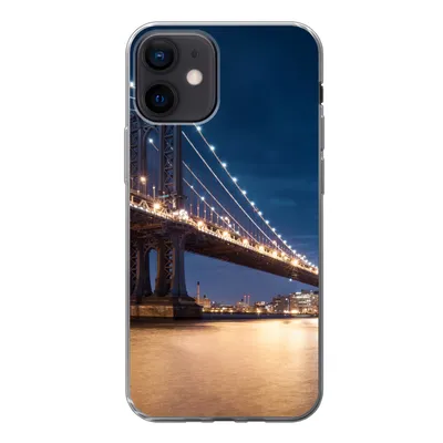 Produktbild von MuchoWow® Handyhülle Schutzhülle Hülle für iPhone 12 New York - Manhattan - Mond Silikon Softcase Handy Hülle - Schutzhülle