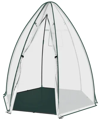 Image de Serre - Serre en film plastique - 160 x 160 x 180 cm - Blanc semi-transparent - Résistant aux intempéries - Protection des plantes