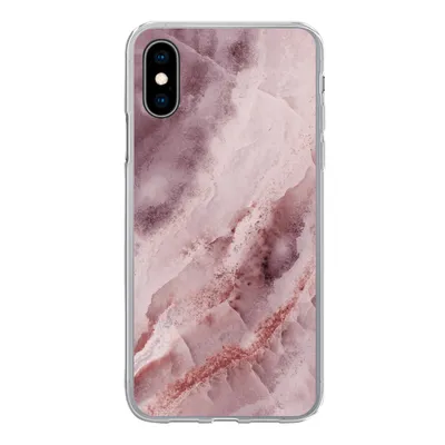 Produktbild von MuchoWow® Handyhülle Schutzhülle Hülle für iPhone X Naturstein - Rosa - Luxus Silikon Softcase Handy Hülle - Handyhülle