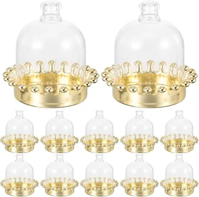 Produktbild von Mini-Kuchenglocken 12er Set – Cupcake-Ständer mit transparenter Abdeckung – Ideal für Süßigkeiten, Hochzeit & DIY-Projekte