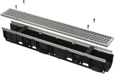 Produktbild von Alcadrain AVZ103-R104 Entwässerungsrinne 100 mm mit Metallrand und Rost verzinkt C250