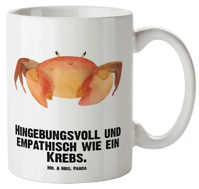 Produktbild von Mr. & Mrs. Panda Kaffeepott Sternzeichen Krebs - Weiß - Geschenk, weisse tasse, Jumbo, Große, Meerestier, Krabbe, Meer, Keramiktasse, Pott, Henkelbecher, Krebse