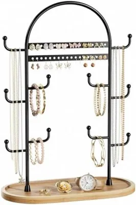 Produktbild von PromoHome® Schmuckständer, Schmuckorganizer, Schmuckaufbewahrung, Ohrringhalter, Schmuckbaum, Schwarz, 32 cm, Groß