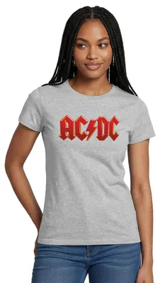 Produktbild von Spreadshirt AC/DC Klassisches Logo Mit Blitz Frauen T-Shirt, XXL, Grau meliert