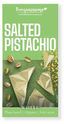 TABLICZKA KAKAOWA PISTACJE - SÓL HIMALAJSKA BEZGLUTENOWA BIO 60 g - BENJAMISSIMO
