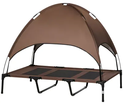 Produktbild von PawHut Haustierbett mit Baldachin Erhöhtes Hundebett Hundeliege outdoor Kaffee