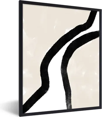 Produktbild von MuchoWow® Gerahmtes Poster Abstrakt - Linie - Design - Pastell 60x80 cm - Poster mit Schwarzem Bilderrahmen Wandposter Rahmen Foto Bilder - Premium - Wanddeko Wohnzimmer