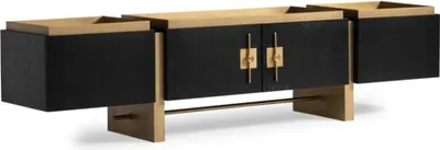 Immagine prodotto di Credenza RTV Porta TV a basso bordo Nero Design Moderno Legno Oro