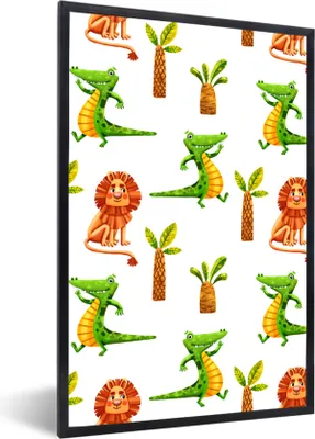 Produktbild von MuchoWow® Gerahmtes Poster Dschungel - Gestaltung - Tiere 40x60 cm - Poster mit Schwarzem Bilderrahmen Wandposter Rahmen Foto Bilder - Papierdruck - Wandbilder