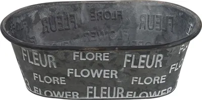Produktbild von Pflanzschale Metall Flower Prägung 29x16x10cm ShabbyChic Pflanzkübel Pflanzkorb