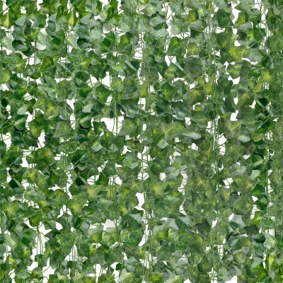 Productafbeelding van Een hangende guirlande van 60 kunstplanten met efeublaadjes, een 126 meter lange guirlande van kunstmatig efeu, geschikt voor bruiloften, keukens, tuinen, feesten en wanddecoratie.