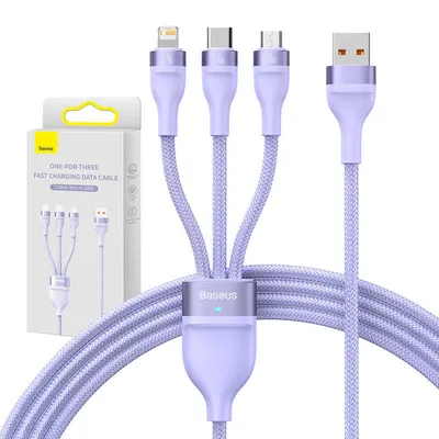 Produktbild von Baseus 3in1 Ladekabel USB-C / Micro-USB / für iPhone 66W 480Mbps 1,2m Datenkabel