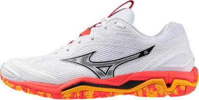 A side view of a single Mizuno Wave Stealth 6 handball shoe.