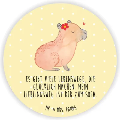 Produktbild von Mr. & Mrs. Panda magnet Capybara Blume - Gelb Pastell - Geschenk, für kühlschrank, pinwand, Notizhalter, Lustige Sprüche, fotos, Kühlschrankmagnet