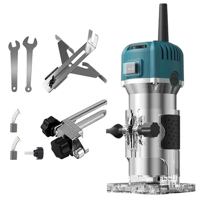 Produktbild von Elektrische Oberfräse für Holz - 800W Handfräse - 6,35 mm Spannzange - Tragbar - Zum Fräsen, Gravieren und Nuten - Für Heimwerker und Tischlerarbeiten