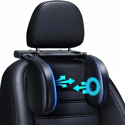 Produktbild von Kopfstütze Auto, 180 Grad Verstellbar, Multifunktional Atmungsaktiv Leder Nackenkissen, NackenstüTze Auto Kopfstütze für Kinder, Erwachsene,Schwarz