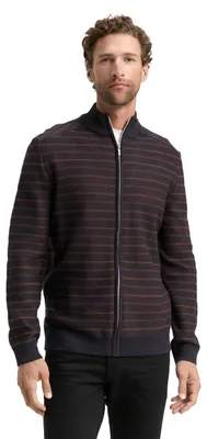 Produktbild von TOM TAILOR Herren1048711 Strickjacke mit Reißverschluss, 39195 - Dark Brown Navy