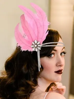 Produktbild von Flapper-Kopfschmuck im Stil der 1920er-Jahre mit Kristallen und Federn, Gatsby-Haarband für Abschlussball und Hochzeit