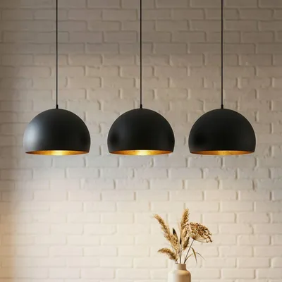 Produktbild von Lindby Pendellampe Tarjei, Länge 120cm, schwarz/gold, Metall