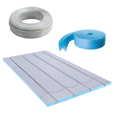 Produktbild von Belvit Fußbodenheizung Set 150 m² Trockenbau XPS 25 mm mit Metallverbundrohr und Randdämmstreifen