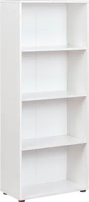Produktbild von Modernes Standregal weiß mit 4 Regalböden, 145 cm hoch, 30 cm breit, 30 cm tief