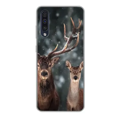 Produktbild von MuchoWow® Handyhülle Schutzhülle Hülle für Samsung Galaxy A50 Hirsche - Tiere - Winter - Geweih - Schnee - Natur Silikon Softcase Handy Hülle - Mobiltelefonhülle