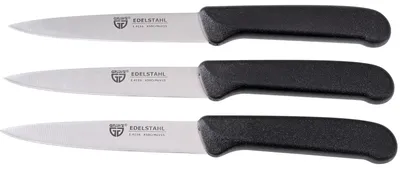 Gemüsemesser-Set 3er, schwarz, rostfreier Stahl, 20,5 cm