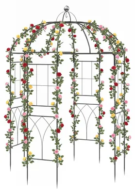 Produktbild von COSTWAY Rosenbogen 203x203x296cm Metall, Gartenbogen mit Bodenankern & Haken, Torbogen Garten Rund, Rosengitter Rankhilfe, Gartenpavillon Rankgitter