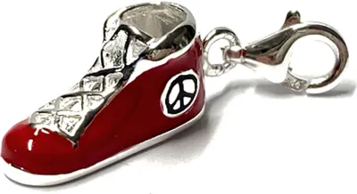 Produktbild von Charm Anhänger Sneaker rot Silber 925 Peace Bettelarmband Anhänger