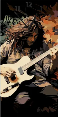 Produktbild von Wallario Design Wanduhr Gitarrensolo aus Echtglas, Größe 30 x 60 cm