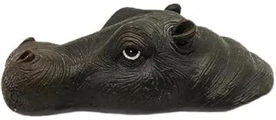 Produktbild von Realistische schwimmende Nilpferdkopf-Teichdekorationen, Harz-Teichzubehör, Tiergartenstatuen für Rasen im Freien, Außenstatuen