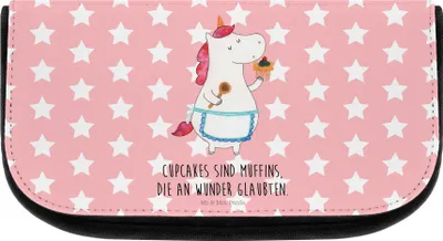 Produktbild von Mr. & Mrs. Panda Organizer Einhorn Küche - Rot Pastell - Geschenk, Träumen, Make-up, Kuchen, Motivation, schmink, Necessaire, kosmetiktäschchen, Muffin, Unicorn