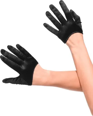 Produktbild von Kurze Satinhandschuhe in weiß, schwarz, rot Farbe: rot