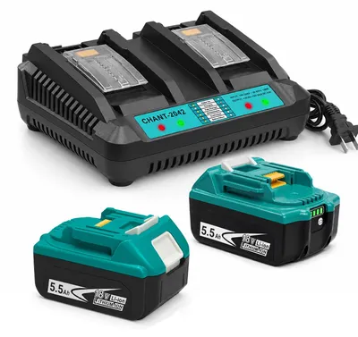 2er-Pack 5,5 Ah 18 V Akku mit Ladegerät, kompatibel mit BL1850 u. a.